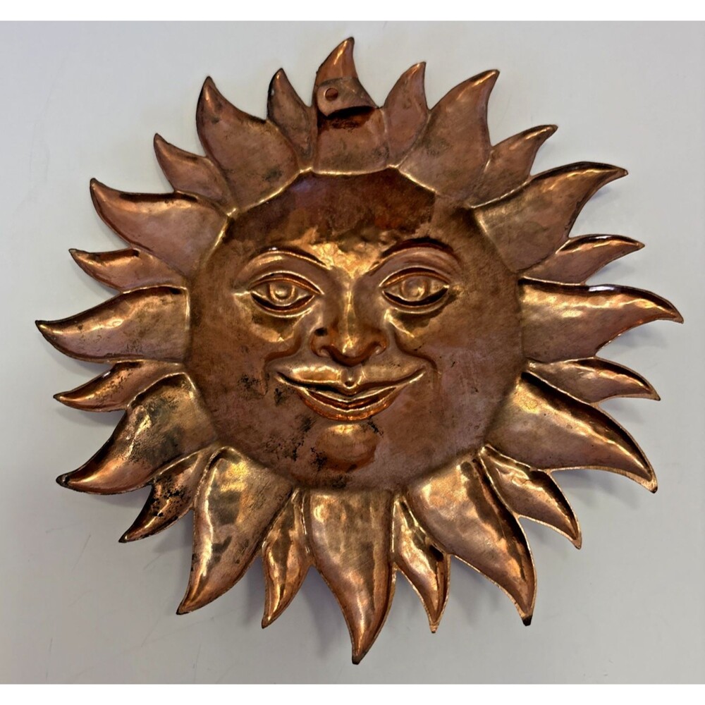 Vintage Copper Sun Face Wall Hanging